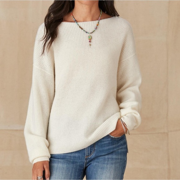 Sundance Sweaters - Sundance Sweater Womens Small Jovie Cashmere Bateau Drop Shoulder Ribbed Neutral